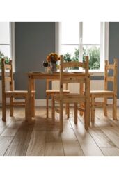Home Discount Vida Designs Corona 4 Seater Dining Set Solid Pine Kitchen Furniture in Brown - thumbnail 3