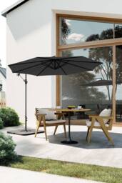 Garden Sanctuary Garden 3m Banana Parasol Large Cantileverwith Cross & Square Base in Dark Grey - thumbnail 2