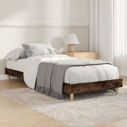 Berkfield Home Bed Frame Smoked Oak 75x190 cm Small Single Engineered Wood in Brown - thumbnail 1
