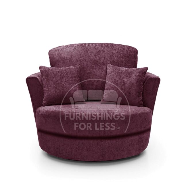 Furnishings For Less UK Monaco Chenille Fabric Swivel Chair 360 Rotation Foam Single Seater in Purple - image 1