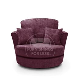 Furnishings For Less UK Monaco Chenille Fabric Swivel Chair 360 Rotation Foam Single Seater in Purple