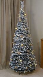Xmas Haus 2.1m Pre-Lit 200ww Led Pop Up Gold Decor Xmas Tree in Silver - Size: 1 Pack - thumbnail 3