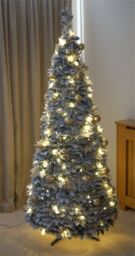 Xmas Haus 2.1m Pre-Lit 200ww Led Pop Up Gold Decor Xmas Tree in Silver - Size: 1 Pack - thumbnail 5