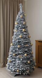 Xmas Haus 2.1m Pre-Lit 200ww Led Pop Up Gold Decor Xmas Tree in Silver - Size: 1 Pack - thumbnail 2