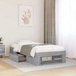 Berkfield Home Bed Frame without Mattress Grey Sonoma 90x200 cm Engineered Wood - thumbnail 1