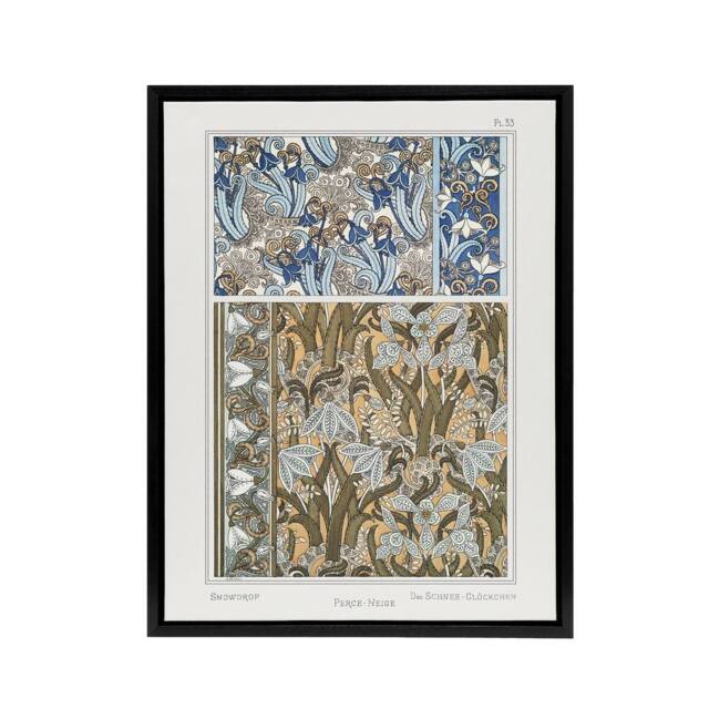 "Artery8 Snowdrops Nouveau Floral Pattern Framed Canvas Wall Art Print Verneuil - Size: W12"" x H16""" - image 1