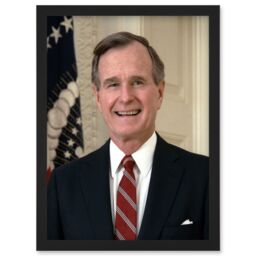 Artery8 US President George H W Bush Portrait Photo Artwork Framed Wall Art Print A4 in Black - thumbnail 1