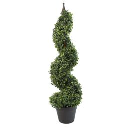 Leaf Artificial 90cm Tall Boxwood Tower Tree Topiary Spiral Metal Top in Green