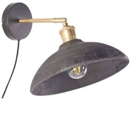 Wyld and Coco Mango Wood Cone Wall Lamp Black Brass Adjustable Rustic Modern - thumbnail 4