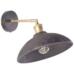 Wyld and Coco Mango Wood Cone Wall Lamp Black Brass Adjustable Rustic Modern - thumbnail 2