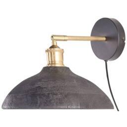 Wyld and Coco Mango Wood Cone Wall Lamp Black Brass Adjustable Rustic Modern - thumbnail 5