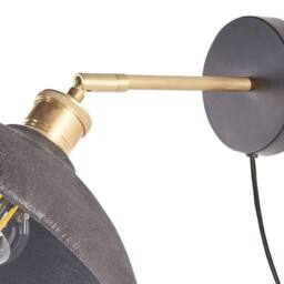 Wyld and Coco Mango Wood Cone Wall Lamp Black Brass Adjustable Rustic Modern - thumbnail 8