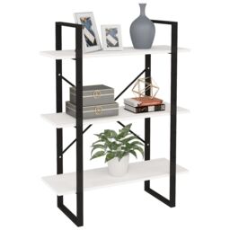 Berkfield Home 3-Tier Book Cabinet White 80x30x105 cm Solid Pine Wood - Size: 80 x 30 x 105 cm - thumbnail 3