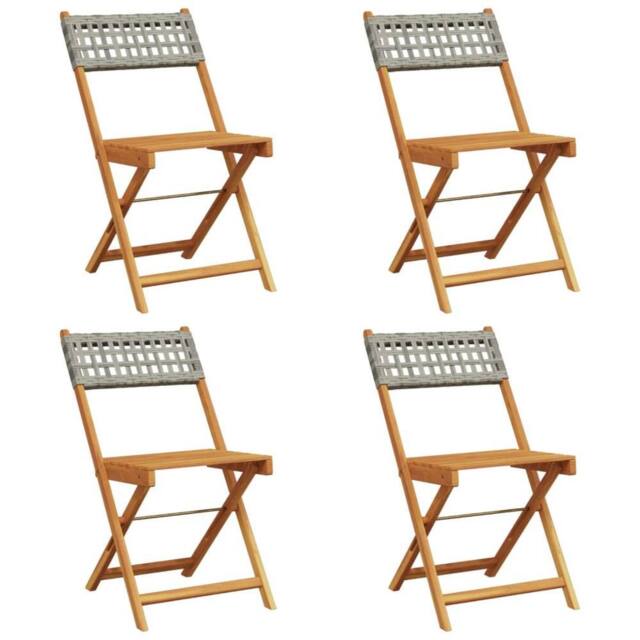 Berkfield Home Folding Garden Chairs 4 pcs Grey Poly Rattan & Solid Wood - image 1