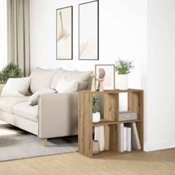 Berkfield Home Room Divider Bookcase Artisan Oak 69.5x29x69.5 cm Engineered Wood in Brown - thumbnail 4
