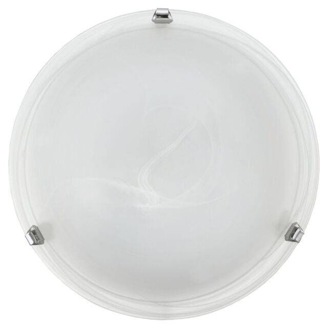 Loops Wall Flush Ceiling Light Colour Chrome Shade Glass Alabaster Bulb E27 2x60W in Clear - image 1