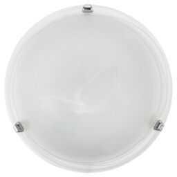 Loops Wall Flush Ceiling Light Colour Chrome Shade Glass Alabaster Bulb E27 2x60W in Clear