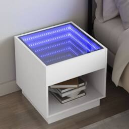 Berkfield Home Bedside Table with Infinity LED White 50x50x50 cm - Size: 50 x 50 x 50 cm - thumbnail 2