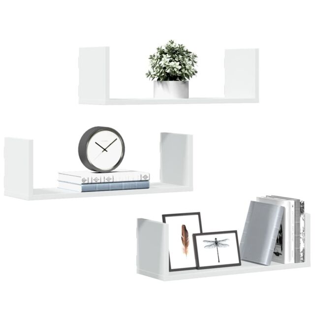 Berkfield Home Wall Shelves 3 pcs White 58x18x18 cm Engineered Wood - Size: 58 x 18 x 18 cm
