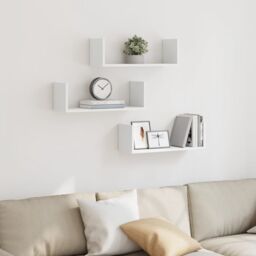 Berkfield Home Wall Shelves 3 pcs White 58x18x18 cm Engineered Wood - Size: 58 x 18 x 18 cm - thumbnail 3