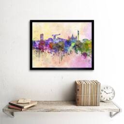 "Artery8 Painting Cityscape Paint Splash Skyline Glasgow Framed Wall Art Print - Size: W12"" x H16""" - thumbnail 2