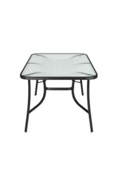 Living and Home Rectangular Glass Top Garden Dining Table, Steel Tempered Glass Table w/ Parasol Hole for Patio, Balcony, Backyard, Poolside - thumbnail 5