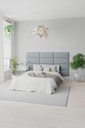 Aspire EasyMount Wall Mounted Upholstered Panels, Modular DIY Headboard in Mirazzi Velvet Fabric (Pack of 4) in Ivory - thumbnail 3