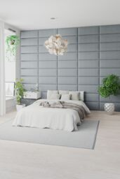 Aspire EasyMount Wall Mounted Upholstered Panels, Modular DIY Headboard in Mirazzi Velvet Fabric (Pack of 4) in Ivory - thumbnail 2
