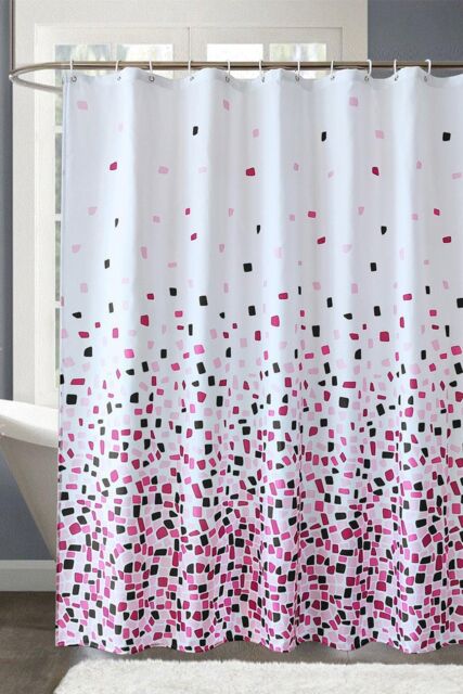 Neel Blue Mandala Polyester Shower Curtain, Water-Resistant Bathroom Curtain With 12 Hooks - 180x200cm in Black - Size: 180 cm width x 200 cm drop - image 1