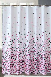 Neel Blue Mandala Polyester Shower Curtain, Water-Resistant Bathroom Curtain With 12 Hooks - 180x200cm in Black - Size: 180 cm width x 200 cm drop - thumbnail 6