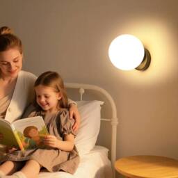 Goeco Indoor Wall Light Ball Wall Lamp Black Glass Ball Lampshade Dia 15cm - thumbnail 5