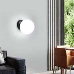 Goeco Indoor Wall Light Ball Wall Lamp Black Glass Ball Lampshade Dia 15cm - thumbnail 6