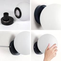 Goeco Indoor Wall Light Ball Wall Lamp Black Glass Ball Lampshade Dia 15cm - thumbnail 3
