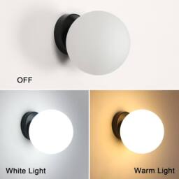 Goeco Indoor Wall Light Ball Wall Lamp Black Glass Ball Lampshade Dia 15cm - thumbnail 2