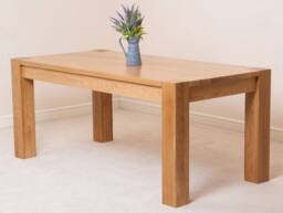 Thats Furniture Kuba 180 x 90 cm Chunky Oak Dining Table & 6 Berkeley Chairs in Brown