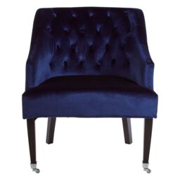 Orsina Classic Blue Velvet Chair, Mid Century Design Comfortable Armchair, Velvet Upholstered Modern Armchair - thumbnail 4