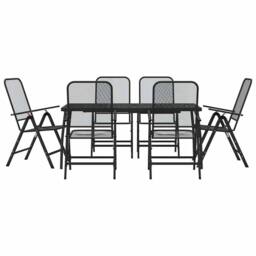 Berkfield Home 7 Piece Garden Dining Set Anthracite Metal Mesh in Black - thumbnail 1