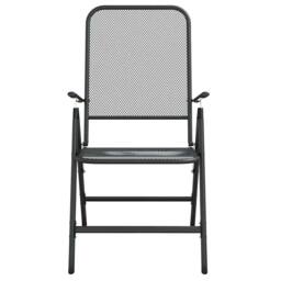 Berkfield Home 7 Piece Garden Dining Set Anthracite Metal Mesh in Black - thumbnail 5