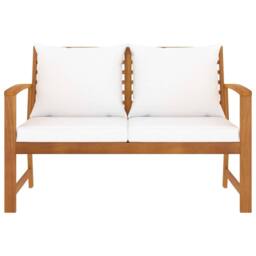 Berkfield Home Beautiful Garden Bench 120 cm with Cream Cushion Solid Wood Acacia in Brown - thumbnail 3