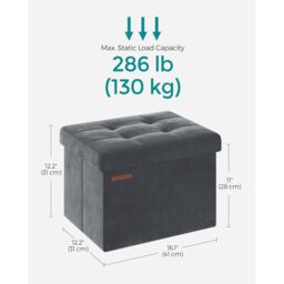 SONGMICS Compact Rectangular Foldable Storage Ottoman Foot Rest Bedroom in Grey - thumbnail 3