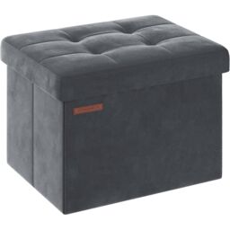 SONGMICS Compact Rectangular Foldable Storage Ottoman Foot Rest Bedroom in Grey - thumbnail 7