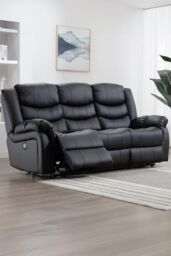 More4Homes Seattle 3 Seater Electric High Back Bonded Leather Recliner Sofa in Black - thumbnail 1