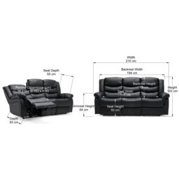 More4Homes Seattle 3 Seater Electric High Back Bonded Leather Recliner Sofa in Black - thumbnail 7