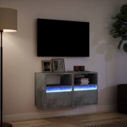 Berkfield Home TV Wall Cabinets with LED Lights 2 pcs Concrete Grey 41x31x45 cm - Size: 41 x 31 x 45 cm - thumbnail 5