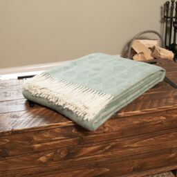 Native Natural Diamond Pattern Green Wool Blanket - Size: Double - thumbnail 2