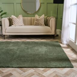 OHS Fluffy Teddy Rug Soft Floor Carpet Non Slip Area Mat in Light Green - Size: 80 cm x 150 cm - thumbnail 1