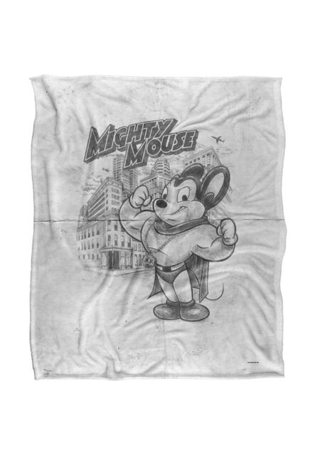 ViacomCBS/Nickelodeon Mighty Mouse Sketch Silky Touch Super Soft Throw Blanket 152 X 127 cm in White - image 1