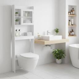 EONLION Over the Toilet Storage Cabinet Bathroom Storage Organizer Tall Shelf in White - Size: 100 cm