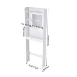 EONLION Over the Toilet Storage Cabinet Bathroom Storage Organizer Tall Shelf in White - Size: 100 cm - thumbnail 2