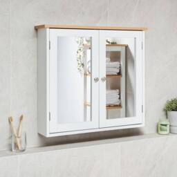 Wyld and Coco Wall-Mounted Mirror Cabinet White MDF 17x60 cm - thumbnail 1